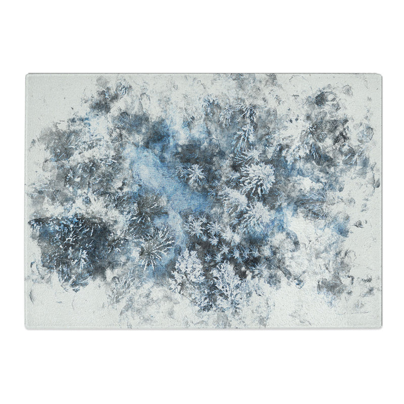 Tempered Glass Winter Forest in Bavaria Germany Watercolour Chopping Board, 20 cm x 28.5 cm