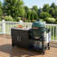 Îlot de cuisine 76,6 po, grand chariot de barbecue avec abattant en acier pour grand gros œuf vert