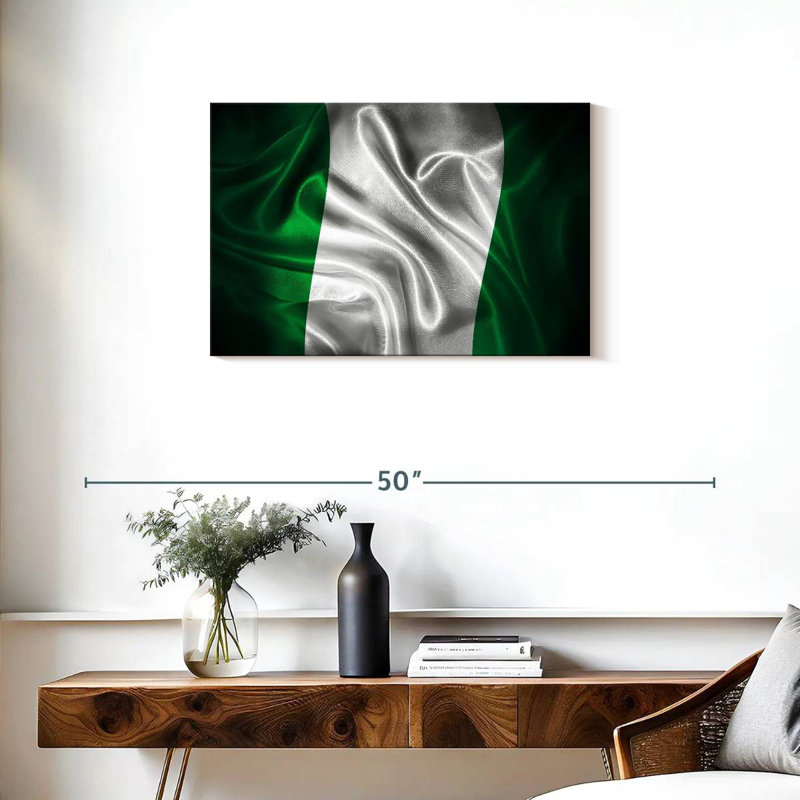 Borges, vignette du drapeau nigérian, H 20 po x l 30 po