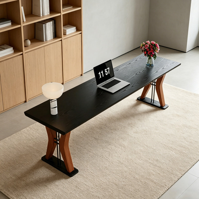 Creative-shaped Long Rectangular Computer Desk, 29.52" H x 86.61" W x 23.62" D
