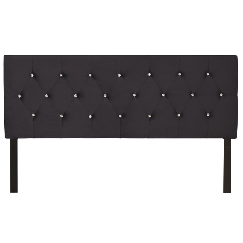 Tête de lit tapissier en velours Ameer, Velours noir, Grand