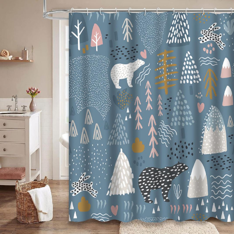 Rideau de douche avec 12 crochets Bunny, L 72 po x l 78 po