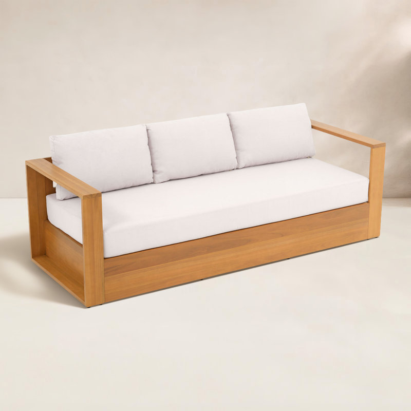 Emmett Solid Eucalyptus Wood Patio Sofa