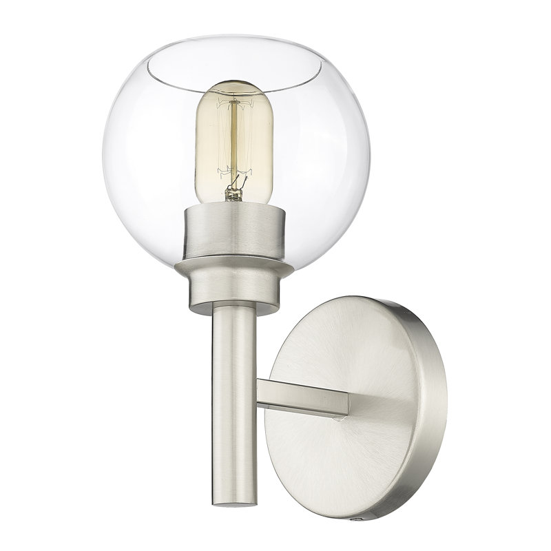 Luminaire mural en acier à 1 lumière de style jinna, Nickel brossé