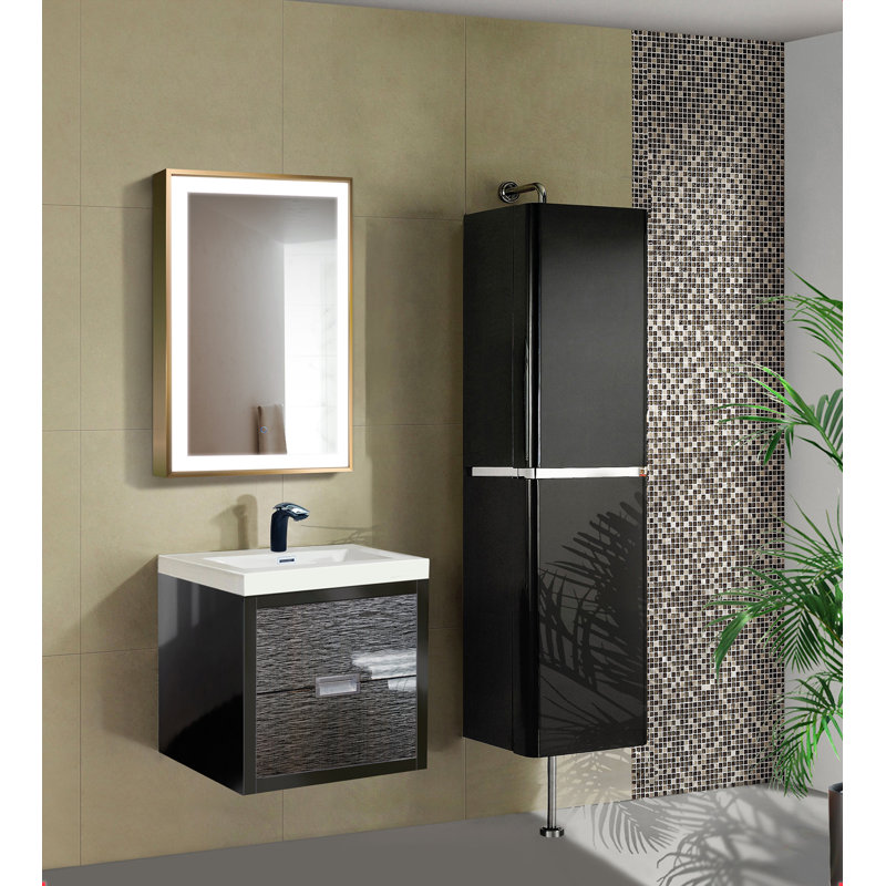 Ednaoverdorf Flat Wall Mirror, Gold, 36" x 24"
