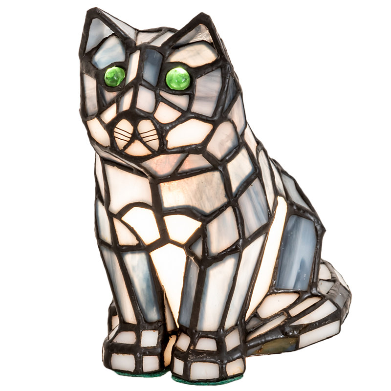 Sassy Cat 7" Lighted Art Glass Novelty Light