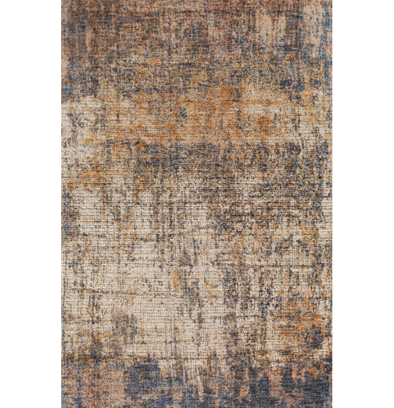 Golden Mist Abstract Distressed Machine Washable Area Rug, Rectangle 6' x 9'