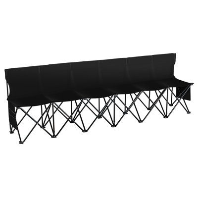 Banc extérieur pliant portatif à 6 places avec sac de transport, confortable pour les espaces commerciaux, poches latérales, tissu 600d et structure en métal à assise solide