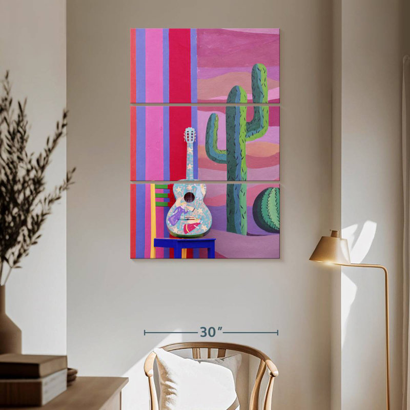 Abarca Guitar And Cactus, 65" H x 42" W