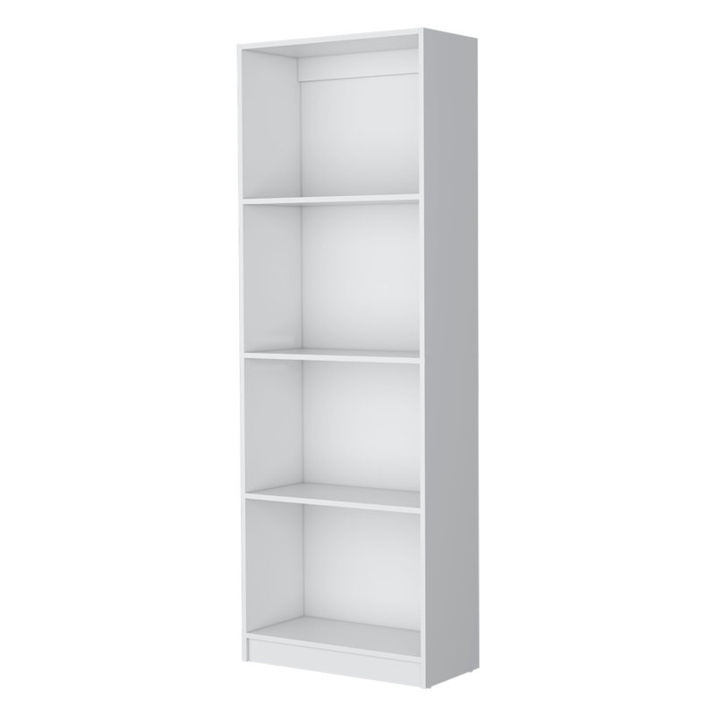 Storage Shelves Bookcase, (4 Shelves) 71.1"H x 24.7"W x 11.7"D, White