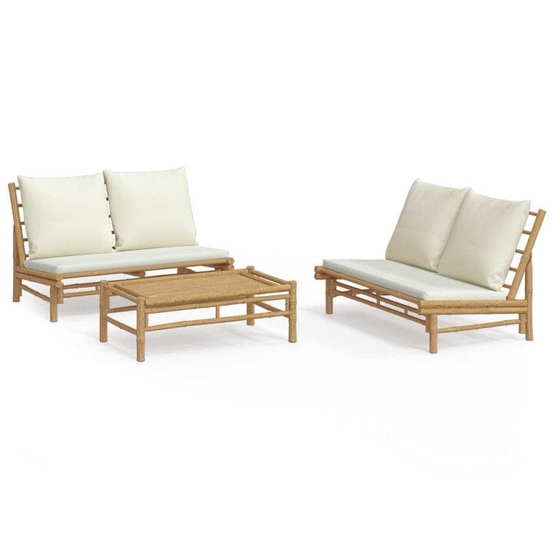 Ensemble de conversation pour 2 personnes avec coussins, Crème