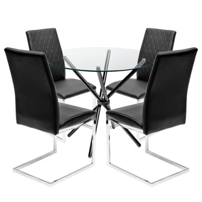 Brompton 4 -Person Glass Dining Set