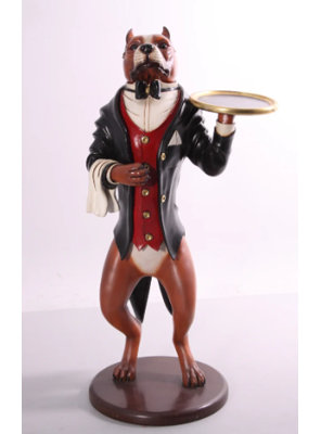 Pit Bull Butler Statue