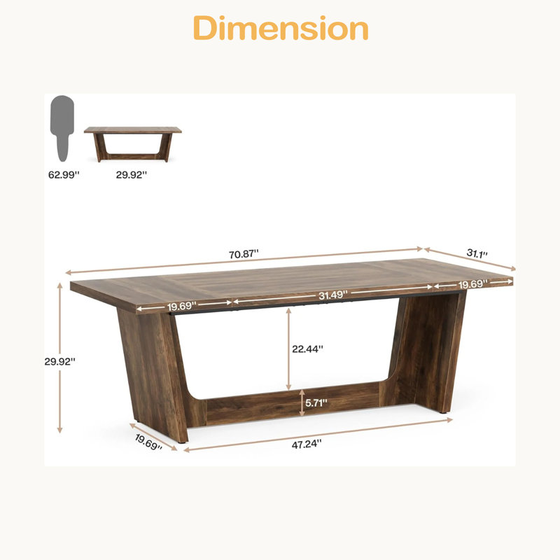 Large Executive Desk,Industrial Computer Desk,Conference Table, Brown