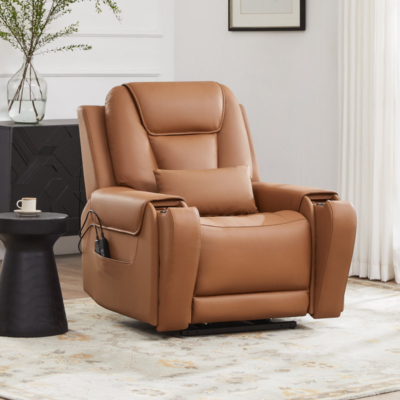 Fauteuil inclinable électrique de massage Carell, Selle de cuir