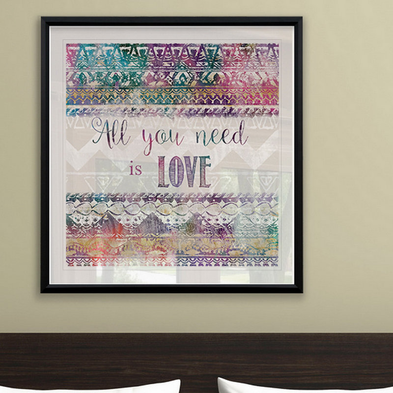 «Boho Love», reproduction encadrée, H 30,5 po x l 30,5 po x P 1,5 po