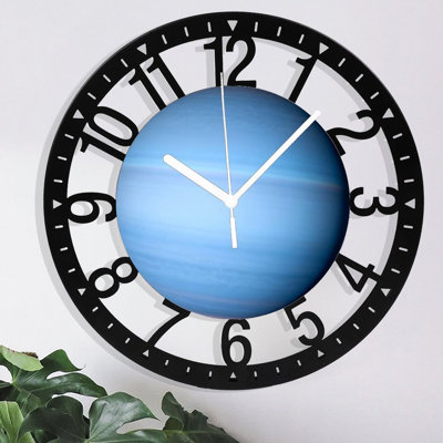 10" Round Iron Wall Clock with Silent Quartz Movement, Roman Numerals, UV-Printed Design