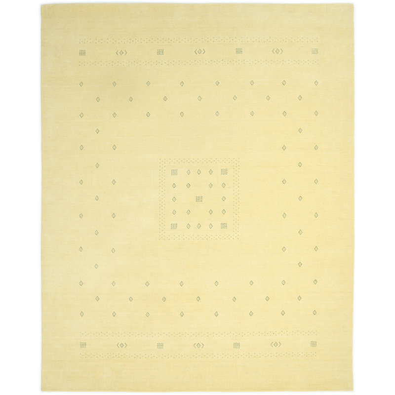 Simi Hand Knotted Cotton/Wool Southwestern Area Rug, Yellow, Rectangle 10' x 14'