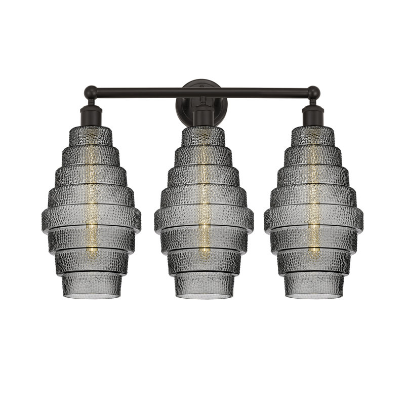 Éclairage de salle de bain à 3 lumières à intensité variable Bedrie, Fumée, Bronze huilé