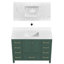 Meuble-lavabo de 48 po en bois massif vert avec plateau et armoire de rangement