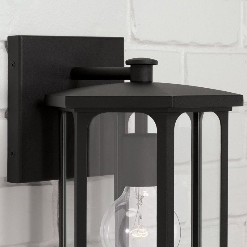 Black and Clear Glass Outdoor Wall Lantern
