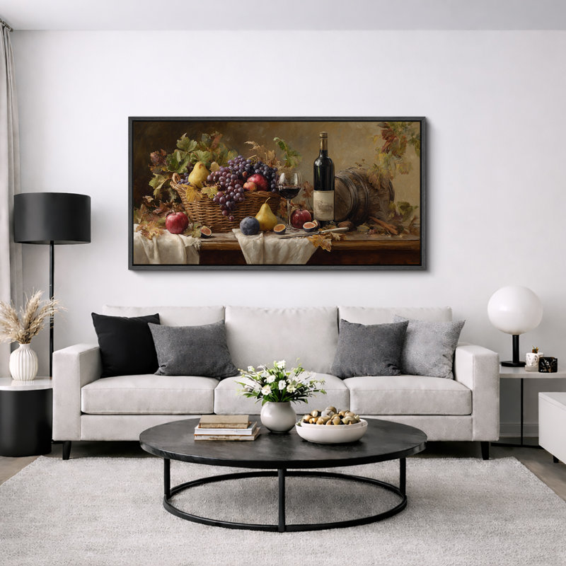 «Classic Rustic Wine Still Life», œuvres d'art de cuisine vintage avec panier de raisins, bouteille de vin rétro, impression sur toile encadrée, 3 pièces
