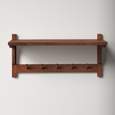 Kamini Poplar Solid Wood Floating Shelf Hooks