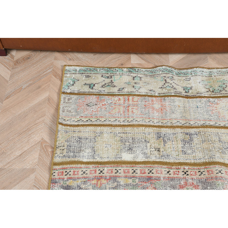 Vintage Turkish Door Mat with Geometric Patterns Handwoven Area Rug Soft and Durable Ideal for Entryways