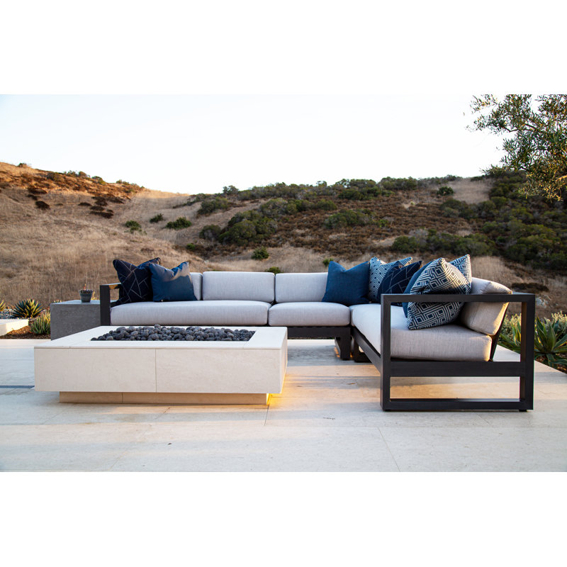 Redondo Outdoor 5 - Seat Patio Sectional, Spectrum Carbon Sunbrella® Plainweave