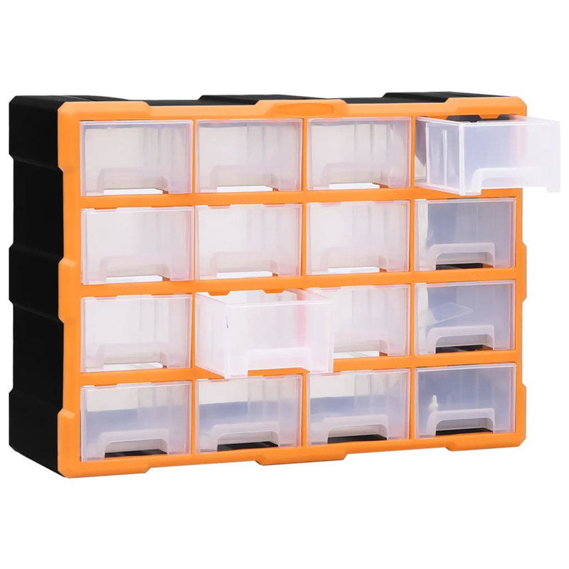 16 Drawer Storage Drawer, Orange
