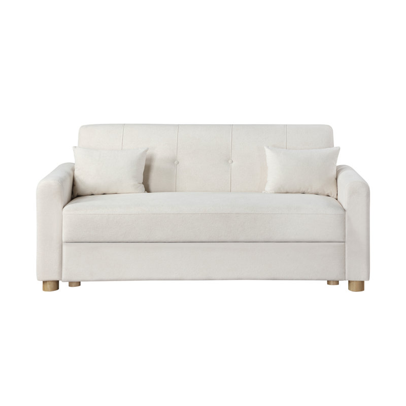 Causeuse-lit convertible en tissu Modern, Blanc
