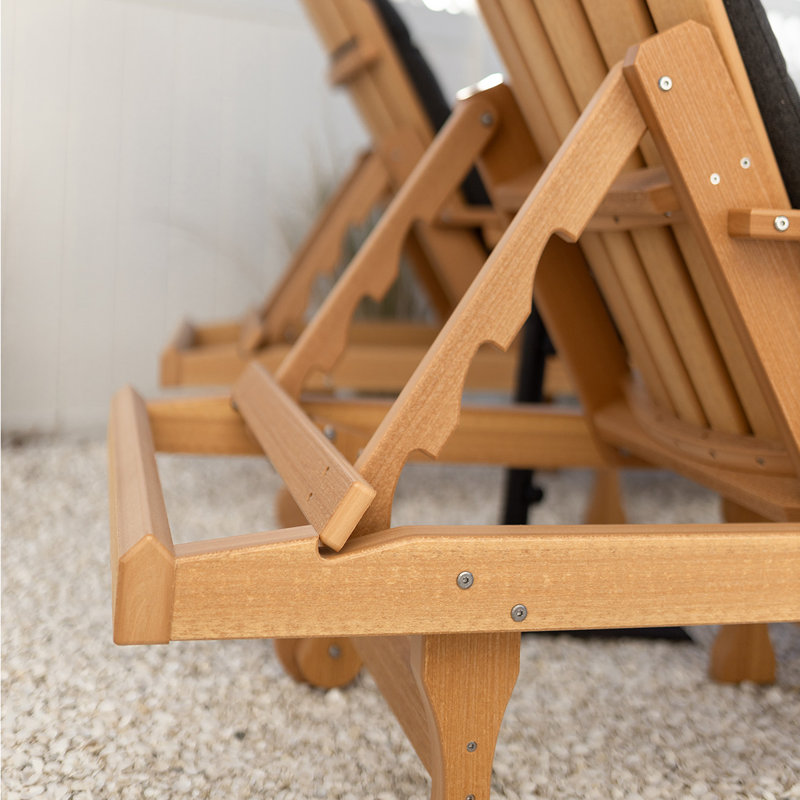 Comfo Back Outdoor Chaise Lounge, Seafoam Top with White Base
