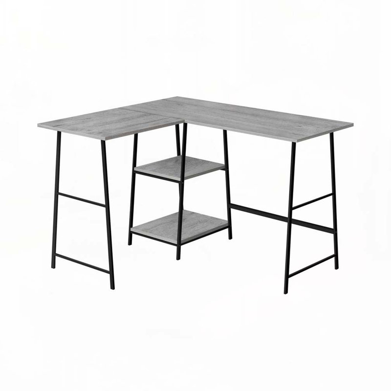 Home Office L Shape Computer Desk, Grey/Black