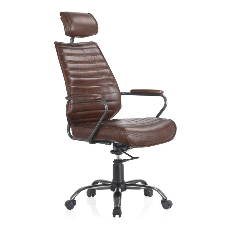 Genuine Leather Executive Chair, Brown Genuine Leather