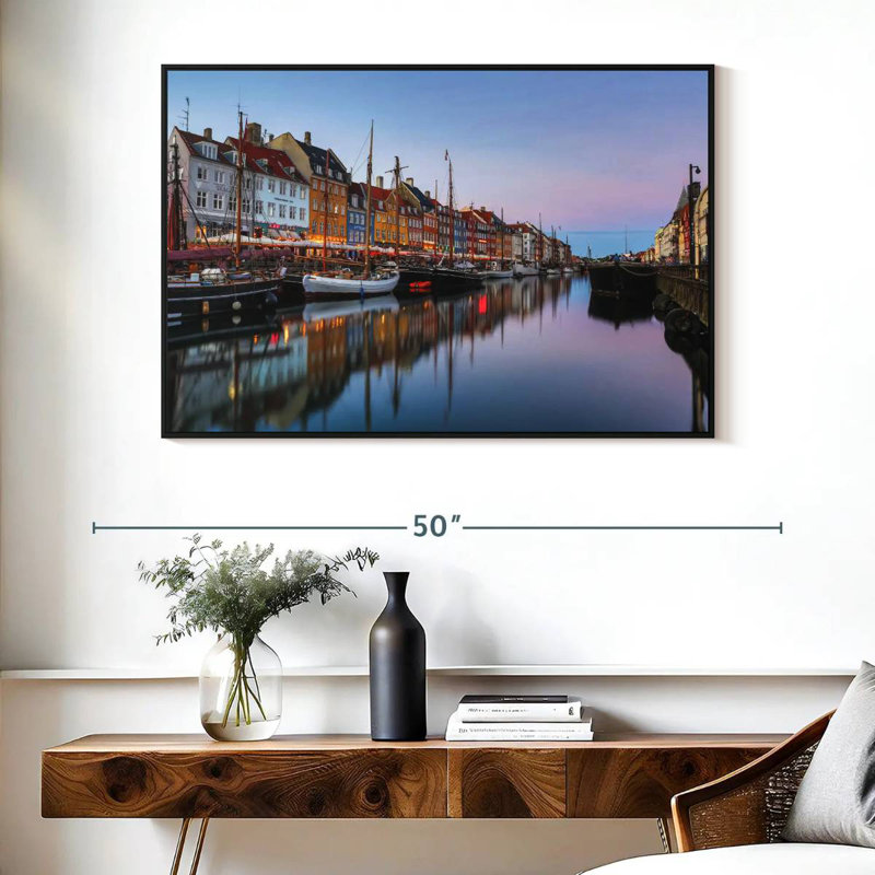 Nyhavn New Harbor, Cadre flottant noir, 40 po x 27 po