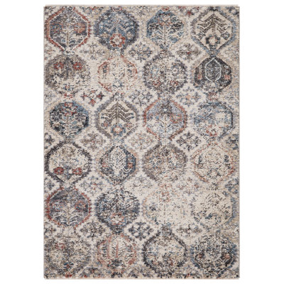 Blue Geometric, Tiles Multi Antique Aesthetic Area Rug