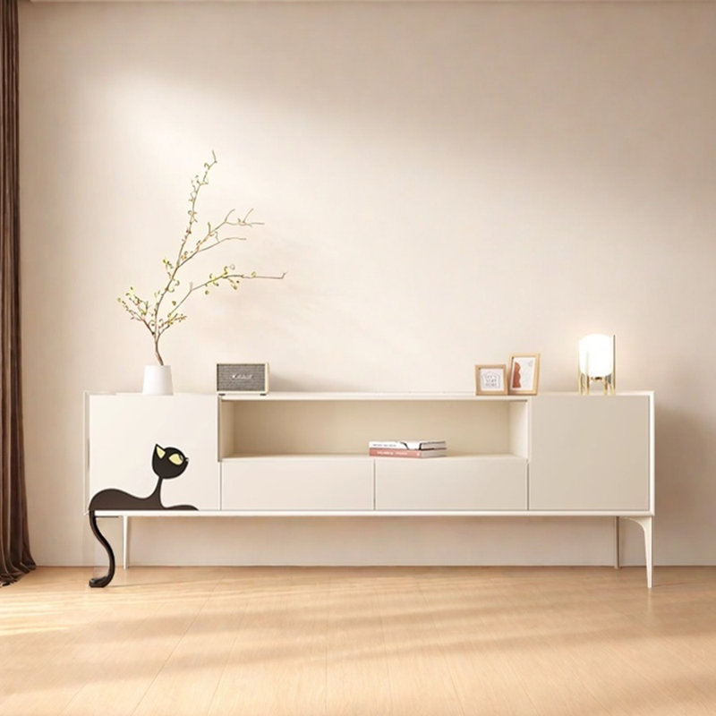 Meuble télé moderne de style crème moderne, 86.61"