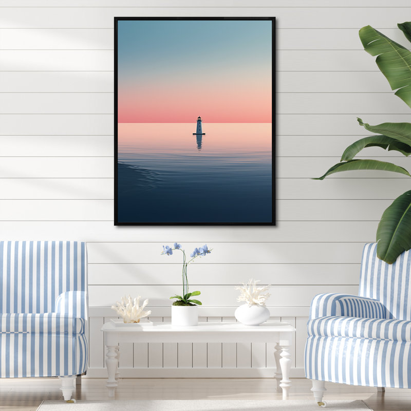 «Light House Simplicity At Sea III» sur toile, H 32 po x l 16 po x P 1 po, Cadre flottant noir