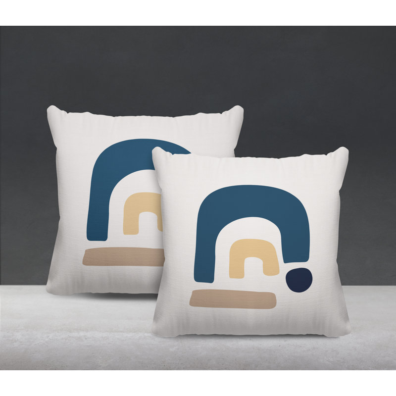 Jeté carré en polyester / mélange de polyester intérieur / extérieur, Bleu, L 15 po x H 15 po