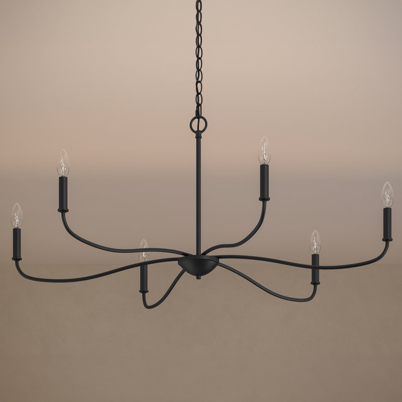 Ilia 6-Light Matte Black Extra Large Chandelier, Matte Black, 18.25" H x 42.25" W x 42.25" D