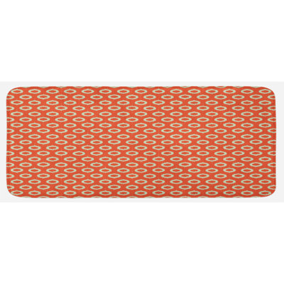 Tapis de cuisine beige à motif abstrait sur fond orange