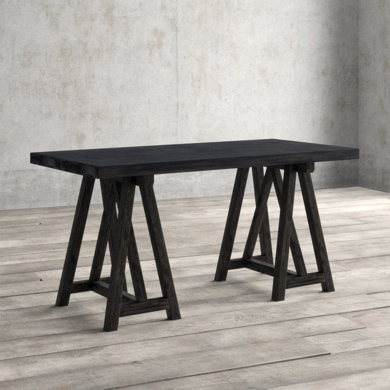 Duarte Solid Wood Base Writing Desk, Weathered Charcoal