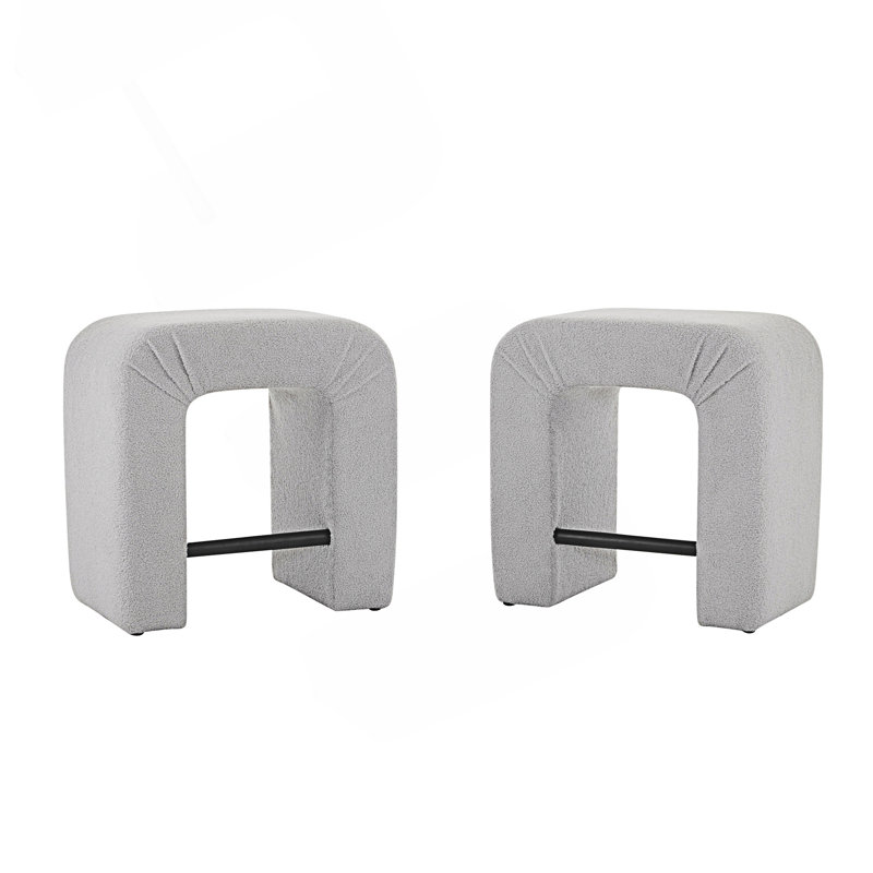 Ensemble de 2 tabourets en U, chaises de salle à manger, Gris, Gris