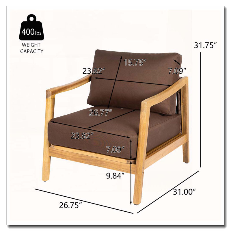 Fauteuil club d'extérieur, Beige