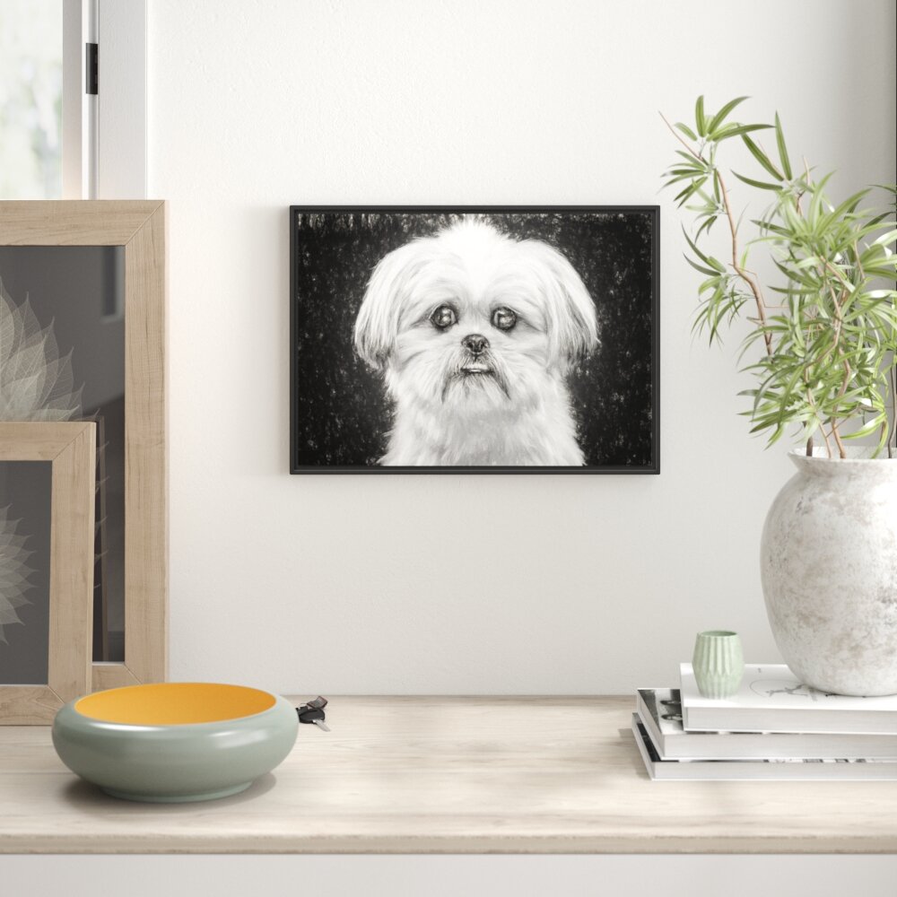 Gerahmtes Wandbild lustiger kleiner Hund Kunst