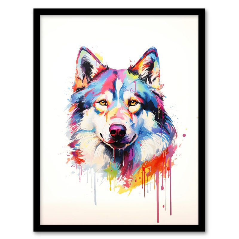 Husky Dog Rainbow - Single Picture Frame Print