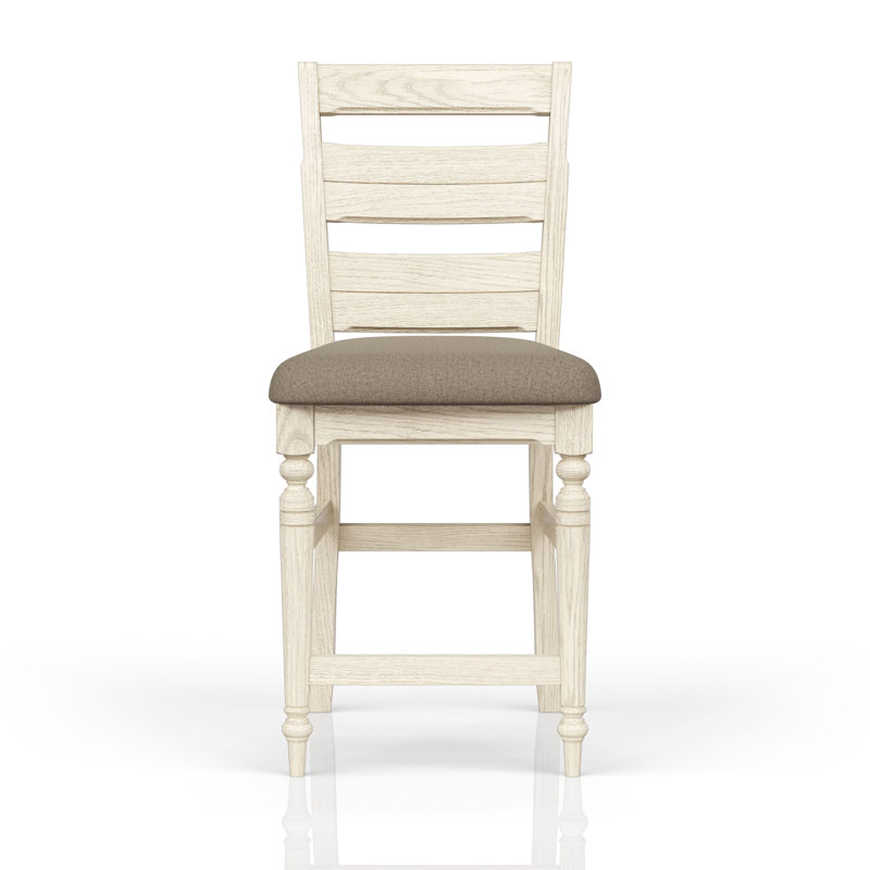 Tabouret de comptoir Gildas - finition caramel, Gris, Blanc