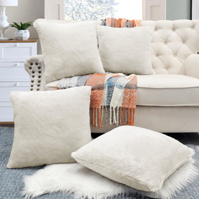 Housse de coussin réversible en fausse fourrure