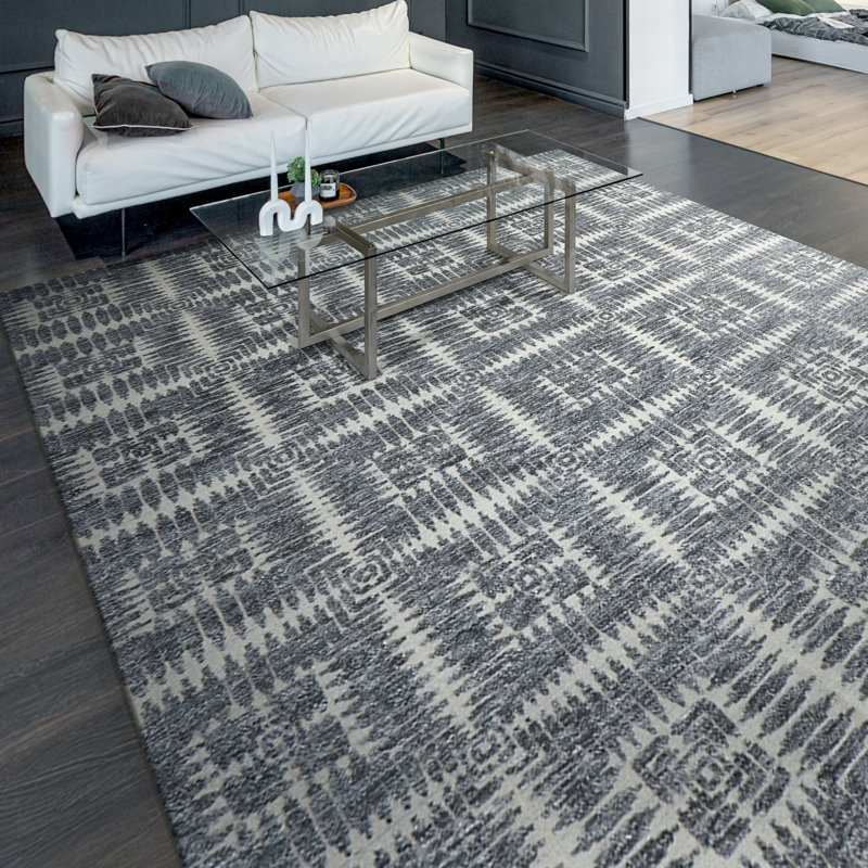 Geometric Area Rug in Ivory, Rectangle 8' x 10'