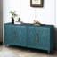 Armoire de rangement bleu marine avec poignée en métal tendance et portes à fleur complexes pour le hall d'entrée